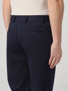 Pants EMPORIO ARMANI Men color Blue Navy Business Casual Pants With Straight Hem, Navy Business Casual Bottoms With Straight Hem, Navy Straight Hem Pants For Business Casual, Navy Bottoms For Business Casual With Straight Hem, Navy Business Bottoms With Welt Pockets, Navy Business Pants With Pockets, Navy Business Casual Pants With Welt Pockets, Business Navy Pants With Pockets, Casual Blue Business Pants