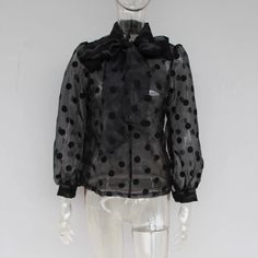 Gender: Women Material: COTTON Material: Polyester Clothing Length: REGULAR Style: Streetwear Fabric Type: Woven Sleeve Length(cm): Full Decoration: Bow Pattern Type: Polka Dot Collar: Bow Sleeve Style: lantern Sleeve Polka Dot Long Sleeve Party Tops, Polka Dot Long Sleeve Tops For Party, Polka Dot Tops For Fall Parties, Polka Dot Swiss Dot Blouse For Party, Party Polka Dot Swiss Dot Blouse, Fall Party Blouse In Polka Dot, Fitted Polka Dot Blouse For Work, Elegant Polka Dot Party Blouse, Elegant Polka Dot Blouse For Party