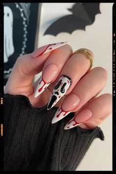 Stiletto Nails - Horror Nails Idea - Halloween Nails Idea Ongles Gel Halloween, Scary Nails