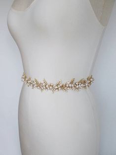 Bridal belt Swarovski crystal and pearl belt Rhinestone | Etsy Elegant Gold Bridal Accessories With Sashes, Elegant Gold Pearl Chain Belt, Elegant Gold Sashes With Embroidered Belt, Gold Rhinestone Belt For Formal Occasions, Elegant Gold Belts, Elegant Gold Belt For Party, Elegant Embroidered Bridal Belt, Elegant Gold Bridal Belt With Rhinestones, Elegant Gold Bridal Belt With Sashes