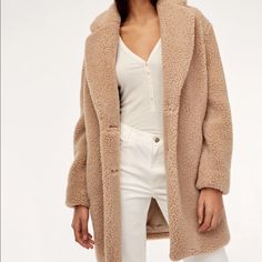 Gorgeous Light Pink Teddy Coat From Wilfred. Has Two Deep Side Pockets And Is So Warm! They Don’t Sell This Color Anymore, But You Can Find Size/Fit Info Here: Https://Www.Aritzia.Com/Us/En/Product/The-Teddy-Cocoon/69393.Html Feminine Winter Outerwear With Button Closure, Feminine Winter Outerwear For Work, Feminine Outerwear With Button Closure For Fall, Feminine Single-breasted Outerwear With Lapel Collar, Feminine Winter Workwear Outerwear, Feminine Fall Outerwear With Button Closure, Feminine Beige Outerwear For Work, Feminine Long Sleeve Winter Outerwear, Feminine Long Sleeve Beige Outerwear