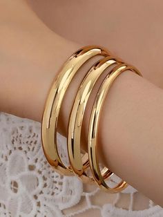 3pcs Gold Tone Bangle Set, Oversized Statement Cuff Bracelets In Various Sizes, Fashionable Accessories For Women, Suitable For Daily Wear, Party, Vacation, Great Gift For Friends And Girlfriend Gold Fashionable   Iron Alloy     Women Fashion Jewelry, size features are:Bust: ,Length: ,Sleeve Length: Cuffs Jewelry, Statement Cuff Bracelet, Wrist Accessories, Wide Cuff Bracelets, Black Leather Bracelet, Bangle Bracelet Set, Party Dance, Cuff Jewelry, Bracelets Set