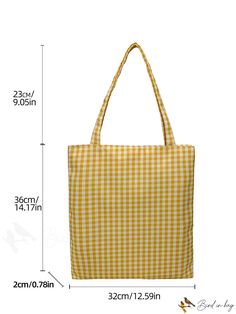 BirdinBag - Korean Style Plaid Shoulder Bag for Trendy Students Plaid Bag, Yellow Pattern, Word Wrap, Plaid Fashion, White Space, Shoulder Tote Bag, Shoulder Tote, Womens Tote Bags, The Row