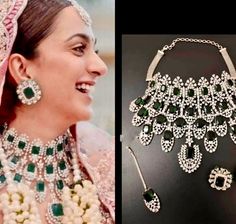 Kiara Advani CZ Necklace set for wedding jewellery/American diamond set Indian/Pakistani Bridal jewellery.  Make a dazzling impression with this exquisite CZ choker bridal necklace set. Crafted with high-quality cubic zirconia stones, this statement jewelry piece radiates elegance and sparkle. Perfect for weddings, engagements, or any special occasion where you want to shine.  With its adjustable chain, it ensures a perfect fit and adds a touch of glamour to your wedding ensemble. Whether it's for a bride/anniversary/or birthday celebration, this set is a memorable present that exudes sophistication. CARE INSTRUCTIONS - Avoid Heat & Chemicals Like Perfume, Deo, Alchol, Etc. Clean With Dry Cotton Cloth. Dazzling Kundan Wedding Necklace, Bollywood Style Diamond Kundan Necklace For Wedding, Diamond Bridal Sets With Stone Work For Reception, Hand Set Diamond Kundan Necklace For Weddings, Hand-set Diamond Kundan Necklace For Weddings, Dazzling Bridal Necklace With Stone Work For Wedding, Dazzling Kundan Necklace For Wedding, Diamond Kundan Necklace For Wedding With Intricate Design, Dazzling Kundan Necklace With Stone Work For Wedding