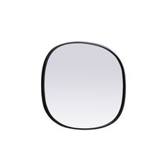 an oval mirror on a white background with the reflection of it's black frame