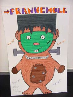 a child's drawing of a zombie holding a wrench with the words frankemole on it