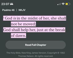 a text message that reads, god is in the midst of her she shall not be moved