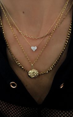 14kt gold flat link chain necklace - Luna Skye Diamond Heart Necklace, Herringbone Necklace, Heart Necklace Diamond, Handmade Fine Jewelry, Gold Flats, Classy Jewelry, Link Chain Necklace, Diamond Star, Mini Heart