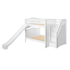 CELEBRATE WC : Play Bunk Beds Full Medium Bunk Bed with Stairs + Slide Bed With Stairs And Slide, Stairs Slide, Bunk Bed With Stairs, Stair Slide, Bed With Stairs, Curved Bed, Bed Stairs, Loft Storage, Bunk Beds With Stairs