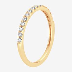 Ring Style: Stackable Rings, Bands, Wedding BandsFeatures: StackableDiamond Clarity: I2-I3Setting: PaveStone Cut: RoundDiamond Color: I-JMetal Color: YellowRing Gallery Height: 1.7mmRounded Carat Weight: 1/4 Ct. T.w.Band Width: Care: Wipe CleanStone Type: 16 Natural DiamondAuthenticity: Natural DiamondMetal: 10k GoldCountry of Origin: Imported Yellow Gold Eternity Band With Halo Design For Anniversary, Classic Band Stackable Wedding Rings, Classic Cubic Zirconia Bands For Anniversary, Classic Band Stackable Rings For Wedding, Classic Marriage Rings With Band Shape, Classic Wedding Stackable Band Rings, Classic Band Style Promise Ring, Classic Band Rings For Anniversary, Classic Bridal Set With Halo Design For Anniversary