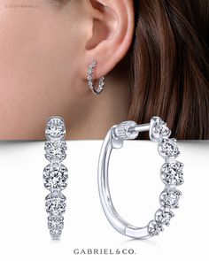 14K White Gold Fashion Earrings EG13819W45JJ #GabrielNY#DiamondJewelry#FineJewelry #GabrielAndCo#UniqueJewelry #DiamondJewelry#Jewelry #FineJewelry#FashionJewelry#UniqueJewelry#GiftIdeas#UniqueGifts  #DiamondEarrings#GoldEarrings#WhiteGoldEarrings#GoldFashionEarrings#WhiteGoldFashionEarrings Fancy Jewellery Designs, Wedding Earrings Drop, Gold Ring Designs, Fancy Jewellery, Diamond Hoop Earrings, Earrings Collection, Gold Fashion, Wedding Earrings, Diamond Earrings Studs