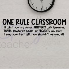 One Rule Classroom Vinyl Decal for the classroom or for a school entryway, wall, window, or virtually any smooth hard surface.  Looking for a different font? Check out this listing: https://www.etsy.com/listing/1680758320/one-rule-classroom-2-wall-vinyl-decal?ref=listings_manager_grid Made using the highest quality indoor vinyl (Oracal 631), it is easily applied and removes without leaving a sticky residue behind. Decal is one color, but if you have requests, please do let me know.   Please see One Rule Classroom, Teaching Classroom Management, Classroom Quotes, Teacher Desk, Middle School Classroom, Classroom Behavior, Wall Vinyl, Classroom Rules, New Classroom