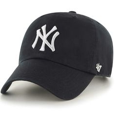 The '47 CLEAN UP is a relaxed and curved adjustable strapback with raised embroidery on the front. Made from garment washed cotton twill.• Relaxed Fit, Garment Washed• Self Fabric Strap• Front: Raised Embroidery Logo• Cotton Twill• Imported White Dad Hat, Yankees Baseball Cap, Yankees Cap, Branded Caps, Best Caps, Ny Yankees, 3d Logo, 47 Brand, Fitted Caps