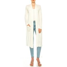 Product Description: Stay cozy and stylish with our Women's Casual Relaxed Fit Long Cardigan featuring convenient side pockets. This versatile cardigan is designed with a relaxed fit for ultimate comfort, making it the perfect layering piece for any season. The long length adds a touch of elegance, while the side pockets provide practicality and style. Crafted from soft, high-quality fabric, this cardigan is ideal for both casual outings and lounging at home. The open front design makes it easy White Long Sleeve Sweater Coat With Pockets, Long Sleeve Sweater Coat With Pockets For Layering, White Oversized Sweater Coat With Pockets, Oversized White Sweater Coat With Pockets, Fitted Sweater Coat With Pockets For Layering, Cozy Fitted Sweater Coat With Pockets, Everyday Long Cardigan With Pockets, Solid Color Open Front Relaxed Fit Cardigan, Solid Color Open Front Cardigan With Relaxed Fit