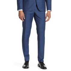 The Savile Row Men's Brixton Trim Fit Suit Pants Msrp $200 New Without Tags! Elevate Your Wardrobe With The Brixton Suit Pants, Made From Lightweight, Stretch Fabric In Solid Navy And Crafted In A Slim Fit Silhouette With A Flat Front Style. Pants Have A Zip Fly With Button Closure, Front Slash Pockets, And Button Welt Back Pockets. Men's Size 38 - Waist: 18.5" Hips: 22" Rise: 10.5" Inseam: 32" Main: 84% Polyester, 14% Rayon, 2% Spandex Body/Sleeve Lining: 100% Polyester A276 Blue Formal Trousers Suit, Fitted Blue Dress Pants With Pockets, Business Slim Fit Suits With Long Pants, Formal Slim Fit Blue Dress Pants, Blue Slim Fit Dress Pants For Formal Occasions, Formal Blue Slim Fit Dress Pants, Slim Fit Straight Leg Bottoms In Suiting Fabric, Blue Semi-formal Straight Leg Suits, Elegant Blue Business Bottoms