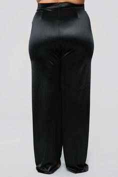 Make A Wish Stretch Satin Pants - Black, Pants | Fashion Nova Black Non-stretch Wide Leg Sweatpants, Black Straight Leg Bottoms For Loungewear, Black Wide Leg Yoga Pants For Work, Black Straight Leg Bottoms With Elastic Waistband, Black Full Length Dress Pants With Elastic Waistband, Black Full-length Pants With Elastic Waistband, Black Straight Leg Harem Pants With Elastic Waistband, Black Wide Leg Harem Pants For Loungewear, Straight Leg Pants With Elastic Waistband For Night Out