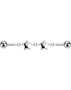 a metal chain with three stars on it