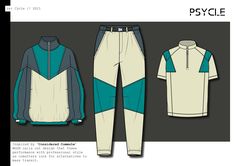 an image of men's sports wear in three different colors and sizes, with the text psycle written below it