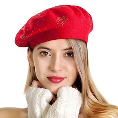 Cute Beret, Wool Bucket Hat, Red Berets, French Hat, Beret Hats, Knit Beret, Knitted Beret, French Beret, Berets Cap