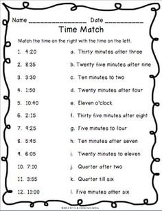 the times and minutes worksheet for kids to practice their time in order to learn how