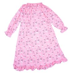 Santa Loves Pink Child Pajama Night Gown with Santa Claus print. Long nightgown with long sleeves and ruffle trim. Pink Child, Long Nightgown, The Good Witch, Pink Kids, Crystal Gifts, Ruffle Trim, Baby Book, Night Gown, Santa Claus