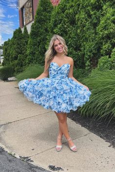 Princess Blue Floral Short Party Dress Floral Homecoming Dresses, Picture Pink, Blue Corset, Winter Formal Dresses, Short Homecoming Dresses, Short Party Dress, A Line Shorts, Short Homecoming Dress, Sweet 16 Dresses