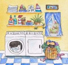 a drawing of a washer and dryer in a kitchen