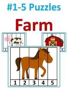 Farm Number Order Puzzle #1-5These adorable farm themed puzzles will be perfect for kids who are learning their numbers one to five. This is great for toddlers, and preschoolers, with fun engaging pictures to hold their attention.This is a great way to work on number recognition and order.Easily print then cut out the puzzles for your kiddo to put together. For a longer life laminate the puzzle before you cut out the puzzle pieces.You will receive the following:1 PDF Size 8.5x11with 10 total pag Farm Puzzle, Toddler Themes, Number Puzzles, Ordering Numbers, Animal Puzzle, Toddlers And Preschoolers, Number Recognition, Farm Theme, Puzzles For Kids