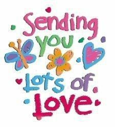 the words sending you lots of love are written in different colors