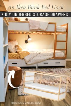 an ikea bunk bed hack diy underbed storage drawers