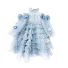 This Alaska Baby Blue Tulle Dress is a dream come true for every little girl! With its amad satin tulle fabric, cape sleeves, below the knee poofy skirt, and hand beaded snowflakes and flowers, it's a showstopper. The ice blue color will make your little one feel like a winter princess! Sky blue color Below the knee Back button and zipper closure Silver beading embroidery on bodice Cape sleeves with flowers Amad Satin and tulle 100% Polyester, 100% Cotton lining, beautiful flowers on cape sleeves Made in Turkey Care Instructions: Dry clean recommended. Baby Blue Tulle Dress, Poofy Skirt, Blue Tulle Dress, Ice Blue Color, Beading Embroidery, Winter Princess, Girls Dress Outfits, Beaded Snowflakes, Sky Blue Color