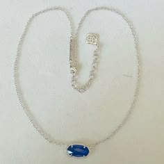 Kendra Scott Elisa Cobalt Blue Necklace In Silver Color Rhodium Plated Over Brass 0.63” L X 0.38” W Stationery Pendant 15” L Chain With 2” L Extender Lobster Clasp Closure Brand New With Cardholder & Dust Bag Blue Kendra Scott Necklace, Silver Prom Jewelry, Dark Blue Jewelry, Kendra Scott Elisa, Prom 2024, Kendra Scott Necklace, 2024 Christmas, Prom Jewelry, Dress Inspo