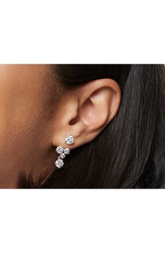 Hand-set clusters of lab-created diamonds stipple these dreamy ear jacket enhancers designed to add a luxurious complement to your studs. Includes two enhancers; studs sold separately   3/4" drop; 3/8" width   Compatible with stud posts up to 0.9mm diameter   Total lab-created-diamond weight: 3.29ct.   Color: G   Clarity: VS   14k gold/lab-created diamond   Imported   >Diamond Guide Elegant Cluster Earrings With Brilliant Cut Lab Grown Diamonds, Elegant Lab Grown Diamond Cluster Earrings With Brilliant Cut, Elegant Cluster Earrings With Lab Grown Diamonds, Timeless Wedding Cluster Earrings In Cubic Zirconia, Timeless Wedding Cluster Earrings With Cubic Zirconia, Elegant Formal Cluster Earrings With Lab Grown Diamonds, Elegant Cluster Earrings With Vvs Clarity Lab Grown Diamonds, Elegant Lab-grown Diamond Cluster Earrings For Anniversary, Elegant Cluster Earrings With Lab Grown Diamonds For Anniversary