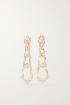 David Yurman's 'Carlyle' earrings are inspired by Art Deco architecture and "the bold elegance" of the Jazz Age. Expertly crafted from 18-karat gold, they have angular linked drops pavé-set with two rows of glistening diamonds. Formal Designer Diamond Earrings In Yellow Gold, Designer Yellow Gold Diamond Earrings For Formal Occasions, Formal Designer Yellow Gold Diamond Earrings, Luxury 14k Gold Diamond Earrings With Elegant Design, Luxury Diamond Earrings With Elegant Design In 14k Gold, Luxury 14k Gold Earrings, Luxury 14k Gold Diamond Earrings, Luxury 14k Gold Diamond Earrings For Evening, The Jazz Age