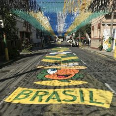 an image of a street that has been painted with the word brasill on it