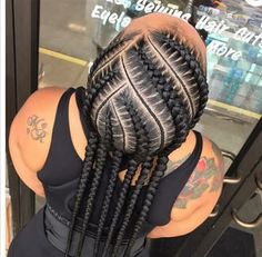 Two Thick Feed In Braids, 7 Feed In Braids, 6-8 Feed In Braids Cornrows, Large Feed In Braids, Feed In Braids 5-6, 6 Braids Hairstyles Black, Cornrow Ideas, 2000 Cornrows, Feed In Braids Cornrows