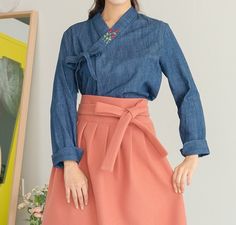 This is a Korean Modern Hanbok long sleeve blouse/shirt(Jeogori) for Women. This hanbok is modernly designed so you can wear it comfortably and beautifully. This modern hanbok is perfect dress for daily and celebrations such as parties or various events. ⭐Please check out the link below for the coral skirt, the model is wearing in the photo. https://www.etsy.com/listing/1053328488/ ⭐Please check out the link below for the wool skirt, the model is wearing in the photo. https://www.etsy.com/listin Long Sleeve Denim Blouse For Work, Long Sleeve Denim Blouse, Fitted Long Sleeve Denim Blouse, Fitted Denim Long Sleeve Blouse, Hanbok Women, Casual Party Dress, Party Dress For Women, Coral Skirt, Modern Hanbok