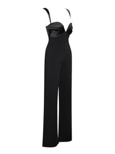 We keep the design at a minimal and turned the stunning all up. Cut from a blend of stretch crepe and satin, Onika is a form-fitting straight leg jumpsuit. Featuring a wired supported cups, pockets, and a concealed zipper, this style is perfect for any formal or semi-formal event. Style with a pair of sky-high heels and a statement clutch to tie everything together. Fully Lined Wired Supported Cups Concealed zipper Closure Material: Stretch Crepe / Double Duchess Light Weave Satin Stretch Factor Fitted Satin Strapless Jumpsuit For Night Out, Elegant Fitted Satin Strapless Jumpsuit, Evening Strapless Satin Jumpsuit, Fitted Satin Jumpsuit And Romper For Party, Elegant Satin Jumpsuits And Rompers For Party, Elegant Full-length Strapless Jumpsuit For Night Out, Fitted Full Length Jumpsuits For Evening, Elegant Full-length Jumpsuits And Rompers For Party, Chic Fitted Satin Jumpsuits And Rompers