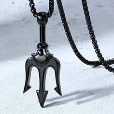 Men's Black Poseidon Trident Pendant Necklace Punk Rock Biker Jewelry Chain 24" | eBay Black Poseidon, Trident Pendant, Poseidon Trident, Biker Jewelry, Rock Jewelry, Jewelry Chain, Daily Jewelry, Men's Necklace, Chains Jewelry