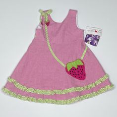 Blueberi Boulevard Girls 2t Strawberry Seersucker Gingham Dress A-Line Size 2t New With Tags Cute Ruffled Seersucker Dresses, Cute Seersucker Dresses With Ruffles, Cute Gingham Dresses For School, Gingham Dresses For School In Spring, Cute Gingham Seersucker Dresses, Sweet Gingham Dress For Spring, Sweet Spring Gingham Dress, Cute Gingham School Dress, Cute Seersucker Spring Dresses