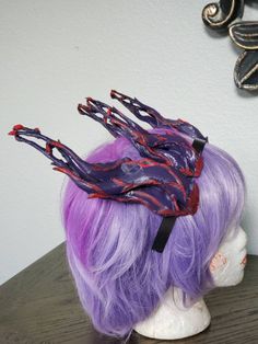 "They are large and majestic, statement cosplay fantacy forest dragon horns 3D printed lightweight. May be selected unpainted for your own project. The length is about 10\" for the larger set and about 6 inches for the smaller set. The sets are attached to a headband. Other paint options are welcomed please convo your ideas. Also awailable in plane colors white or Black for your own paint ideas. Processing time is 3-5 days however the closer it gets to Holidays the processing time is longer as w Purple Fantasy Costume For Halloween, Purple Cosplay Costume For Halloween Themed Events, Purple Cosplay Costume For Halloween, Purple Costume Accessories For Halloween Cosplay, Purple Halloween Cosplay Costume For Themed Events, Purple Halloween Costume Accessories For Cosplay, Purple Fantasy Cosplay Costume, Handmade Costume Accessories For Cosplay Events, Handmade Costume Accessories For Cosplay