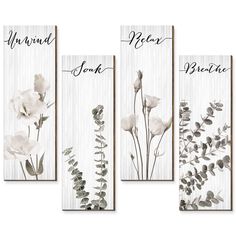 PRICES MAY VARY. Package Includes: you will receive 4 pieces of botanical floral bathroom wall decorations, each wooden sign has a hook on the back for you to hang it, suitable for any home style, such as bohemian or modern style, and it can make people full of excitement, warmth, relaxation, and the feeling of entering nature Quality Materials: these minimalist botanical bathroom wall signs are made of quality wood, wear resistant, rust resistant, corrosion resistant, lightweight, beautiful in Laundry Room Wall, Laundry Room Wall Decor, Floral Bathroom, Flower Bedroom, Wooden Wall Panels, Boho Bathroom, Home Bathroom