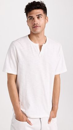 Vince Slub Split Neck Tee | Shopbop Vince Clothing, Closet Essentials, Medical Problems, Healthcare Professionals, Modern Fit, Peru, Clothing And Shoes, Quality Fabric, Button Up Shirts