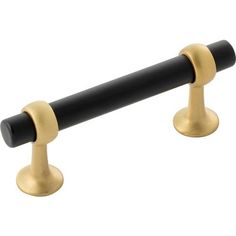 two black and gold handles on a white background, one is for the door handle