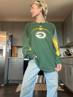 AUTHENTIC VINTAGE - never an imitation - Every item in my store is 1 of 1  I only have one of each item as they are very hard to find :)  so if you like this item please buy quickly as once they sell I do not have another Vintage Green bay packers long sleeve  top  great condition Size XL  model is 5'5 and normally wears a size small for a size reference  Size is L tag size Crewneck Style, Winter Sweater, 1 Of 1, Green Bay Packers, Winter Sweaters, Green Bay, Long Sleeve Top, Nfl, Long Sleeve Tops