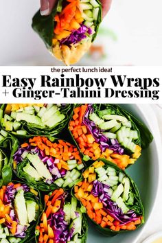 the perfect lunch idea easy rainbow wraps with ginger - tahiti dressing