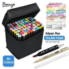 the large pencil case is filled with markers and pens