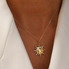 14K Solid Gold Star Sun Layered Charm Statement Necklace Friendship Pendant Chain Good Luck Sunshine Gift For Women Monsini Jewelry NoelGift ❤❤【Materials & Specifications】❤❤ - 14K Gold Charm Necklace -Gold Color Options Rose Gold, Yellow Gold, White Gold Pendant Width:2.00cm (0.78in) Pendant Length:2.00cm (0.78in) 💕💕【Available in 4 different chain lengths】 42 cm (16.5 in) 44 cm (17.3 in) 46 cm (18.1 in) 48 cm (18.8 in) ❤❤Good Vibes Only❤❤ Every day has something to celebrate. wear your nec Elegant Star-shaped Chain Jewelry, Handmade Star-shaped Yellow Gold Necklaces, Fine Jewelry Star Charm Pendant Necklace, Star-shaped Chain Necklace As Gift, Star-shaped Chain Necklace For Gift, Yellow Gold Star Necklace With Adjustable Chain, Yellow Gold Star Necklace With Clavicle Chain, Yellow Gold Star Jewelry With Adjustable Chain, Elegant Star Charm Pendant Jewelry