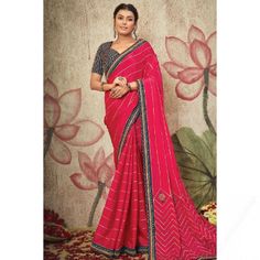 An ideal pick to garner compliments for your ravishing ethnic look is this ruby pink silk saree which will personify your grace. This sweetheart neckline and half sleeve blouse is prettified with dori, zari, and sequins work. It is completed with a silk light weight saree in ruby pink color perfectly formed using and gota patti and lace work. This saree blouse can be customized up to the the maximum size available in inches 58 around the bust. Trendy Saree, Wedding Sarees Online, Diwali Outfits, Indian Designer Sarees, Latest Indian Saree, Designer Sarees Collection, Indian Sarees Online, Ready To Wear Saree, Ethnic Sarees