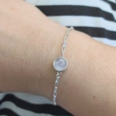 Silver Moonstone Round Crystal Bracelet, Silver Round Moonstone Crystal Bracelet, Silver Moonstone Crystal Bracelet, Sterling Silver Bracelet With Moon Charm, Everyday Round Moonstone Bracelets, Everyday Moonstone Bracelets, Dainty Round Moonstone Bracelets, Minimalist Moon Phase Bracelet, Moonstone Bracelet With Moon Charm As Gift